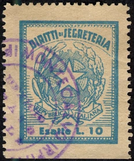 Marca da Bollo del Comune di MONTECALVO IRPINO su Carta Bianca di dimensioni 24 x 30 mm
