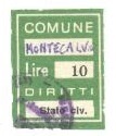 Marca da Bollo del Comune di MONTECALVO IRPINO su Carta Bianca di dimensioni 21 x 26,5 mm