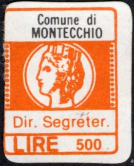 Marca da Bollo del Comune di MONTECCHIO su Carta Bianca di dimensioni 16 x 20 mm