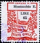 Marca da Bollo del Comune di MONTECCHIO EMILIA su Carta Bianca di dimensioni 22 x 27,5 mm