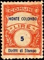 Marca da Bollo del Comune di MONTE COLOMBO su Carta Bianca di dimensioni 22 x 29,5 mm