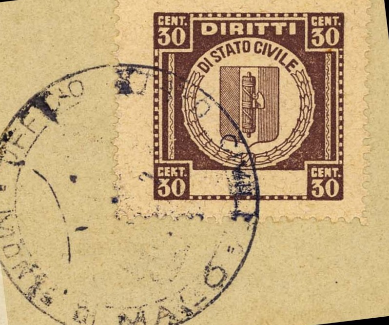 Marca da Bollo del Comune di MONTE DI MALO su Carta Bianca di dimensioni 24 x 24 mm