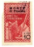 Marca da Bollo del Comune di MONTE DI PROCIDA su Carta Bianca di dimensioni 21 X 32 mm