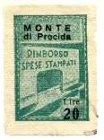 Marca da Bollo del Comune di MONTE DI PROCIDA su Carta Bianca di dimensioni 19 x 28 mm