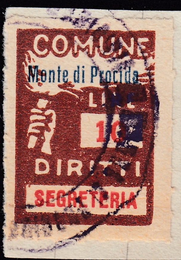 Marca da Bollo del Comune di MONTE DI PROCIDA su Carta Bianca di dimensioni 18 x 25 mm