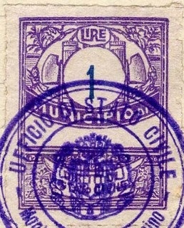 Marca da Bollo del Comune di MONTEFALCONE APPENNINO su Carta Bianca Sottile di dimensioni 22 x 28 mm