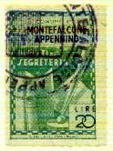 Marca da Bollo del Comune di MONTEFALCONE APPENNINO su Carta Bianca di dimensioni 21 X 32 mm