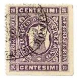Marca da Bollo del Comune di MONTEFANO su Carta Bianca Sottile di dimensioni 29 x 32,5 mm