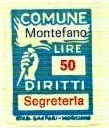 Marca da Bollo del Comune di MONTEFANO su Carta Bianca di dimensioni 19 x 26 mm