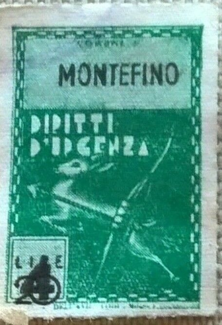 Marca da Bollo del Comune di MONTEFINO su Carta Bianca di dimensioni 21,5 x 31,5 mm