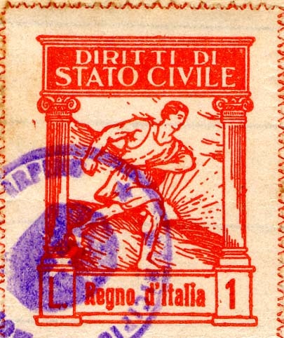 Marca da Bollo del Comune di MONTEFORTE IRPINO su Carta Bianca di dimensioni 22 x 29 mm