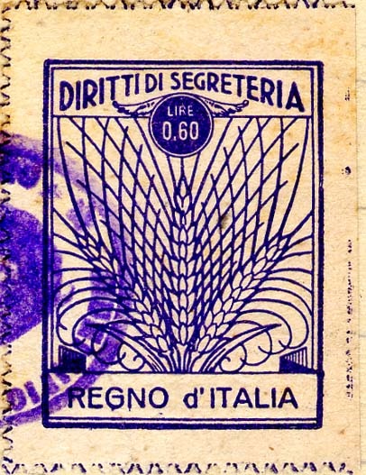 Marca da Bollo del Comune di MONTEFORTE IRPINO su Carta Bianca di dimensioni 21,5 x 28,5 mm