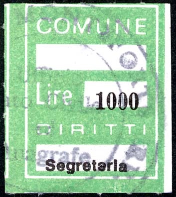 Marca da Bollo del Comune di MONTEFORTE IRPINO su Carta Bianca di dimensioni 21 x 26,5 mm