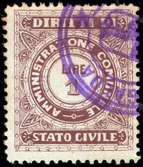 Marca da Bollo del Comune di MONTEGALDA su Carta Bianca Sottile di dimensioni 19,5 x 24 mm