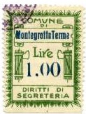 Marca da Bollo del Comune di MONTEGROTTO TERME su Carta Bianca di dimensioni 27 x 35 mm