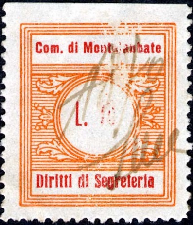 Marca da Bollo del Comune di MONTELABBATE su Carta Bianca Sottile di dimensioni 22 x 26 mm