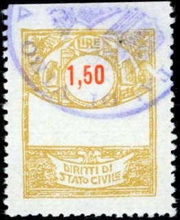 Marca da Bollo del Comune di VIBO VALENTIA su Carta Bianca di dimensioni 21 X 27 mm