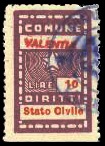 Marca da Bollo del Comune di VIBO VALENTIA su Carta Bianca Sottile di dimensioni 19 x 31 mm