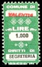 Marca da Bollo del Comune di VIBO VALENTIA su Carta Bianca di dimensioni 20 x 32,5 mm