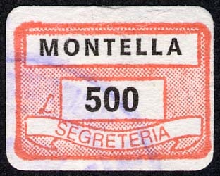 Marca da Bollo del Comune di MONTELLA su Carta Bianca di dimensioni 19 x 14,5 mm