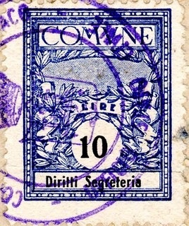Marca da Bollo del Comune di MONTELPARO su Carta Bianca di dimensioni 22 x 28 mm