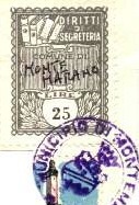 Marca da Bollo del Comune di MONTEMARANO su Carta Bianca di dimensioni 22 x 29 mm