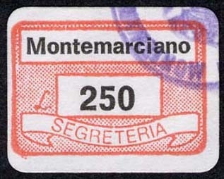 Marca da Bollo del Comune di MONTEMARCIANO su Carta Bianca di dimensioni 19 x 13 mm