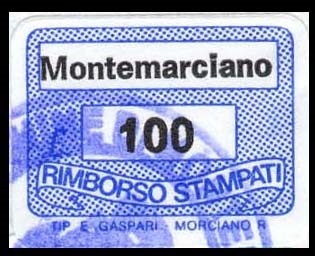 Marca da Bollo del Comune di MONTEMARCIANO su Carta Bianca di dimensioni 19 x 13 mm