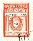 Marca da Bollo del Comune di MONTEMIGNAIO su Carta Bianca Sottile di dimensioni 21 x 27,5 mm