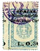 Marca da Bollo del Comune di MONTEMILETTO su Carta Bianca Sottile di dimensioni 26 x 35 mm