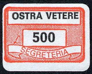 Marca da Bollo del Comune di OSTRA VETERE su Carta Bianca di dimensioni 19 x 13 mm