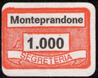 Marca da Bollo del Comune di MONTEPRANDONE su Carta Bianca Sottile di dimensioni 19 x 14 mm