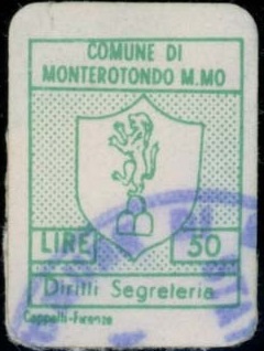 Marca da Bollo del Comune di MONTEROTONDO MARITTIMO su Carta Bianca di dimensioni mm