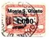 Marca da Bollo del Comune di MONTE SAN GIUSTO su Carta Bianca di dimensioni 19 x 14 mm