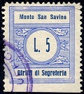 Marca da Bollo del Comune di MONTE SAN SAVINO su Carta Bianca Sottile di dimensioni 22 x 25,5 mm