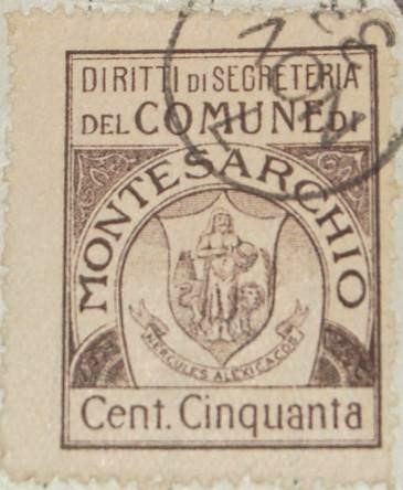 Marca da Bollo del Comune di MONTESARCHIO su Carta Bianca di dimensioni mm