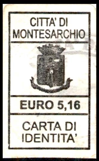 Marca da Bollo del Comune di MONTESARCHIO su Carta Bianca di dimensioni mm