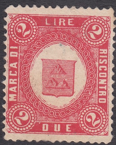Marca da Bollo del Comune di MONTESCUDAIO su Carta Bianca di dimensioni 21,5 x 25,5 mm