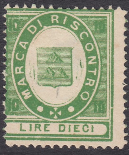Marca da Bollo del Comune di MONTESCUDAIO su Carta Bianca di dimensioni 22,5 x 25,5 mm