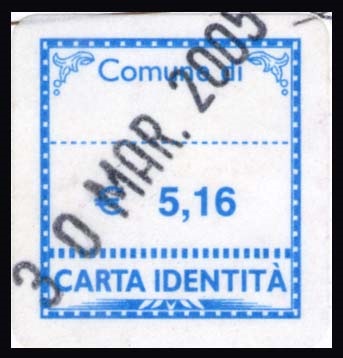 Marca da Bollo del Comune di MONTESCUDAIO su Carta Bianca di dimensioni mm