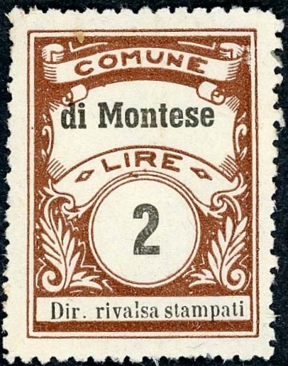Marca da Bollo del Comune di MONTESE su Carta Bianca di dimensioni 22 x 30 mm