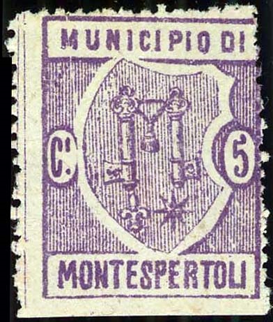 Marca da Bollo del Comune di MONTESPERTOLI su Carta Bianca Sottile di dimensioni 22 x 28 mm