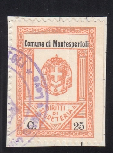 Marca da Bollo del Comune di MONTESPERTOLI su Carta Bianca di dimensioni 23 X 30 mm