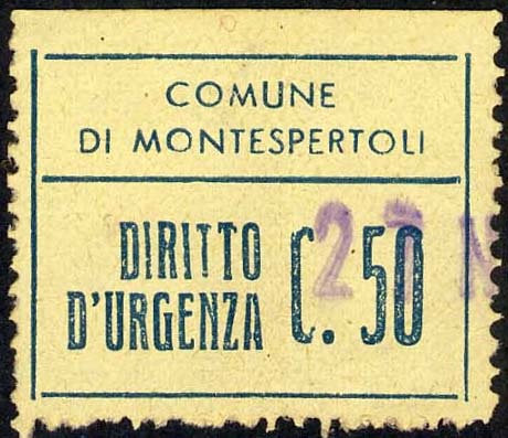 Marca da Bollo del Comune di MONTESPERTOLI su Carta Colorata di dimensioni mm