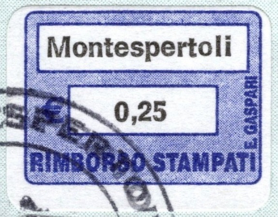 Marca da Bollo del Comune di MONTESPERTOLI su Carta Bianca di dimensioni 20 x 14 mm