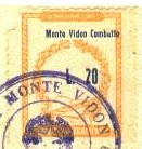 Marca da Bollo del Comune di MONTE VIDON COMBATTE su Carta Bianca di dimensioni 22 x 30 mm