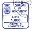 Marca da Bollo del Comune di MONTIGNOSO su Carta Bianca di dimensioni 20 x 20 mm