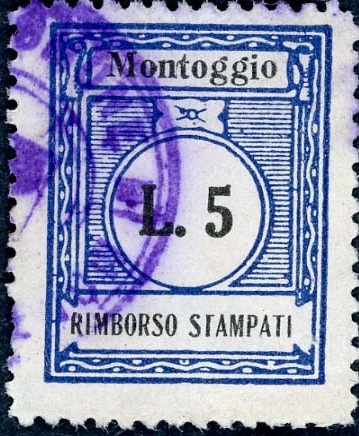 Marca da Bollo del Comune di MONTOGGIO su Carta Bianca di dimensioni mm