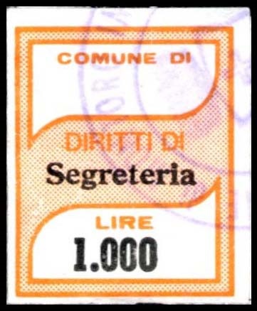 Marca da Bollo del Comune di MONTORO INFERIORE su Carta Bianca di dimensioni 20 x 24 mm