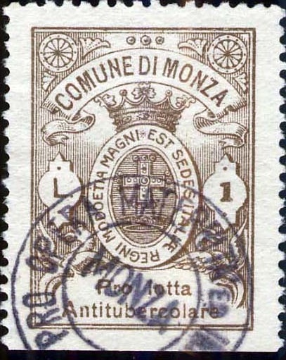 Marca da Bollo del Comune di MONZA su Carta Bianca Sittile di dimensioni 22 x 30 mm